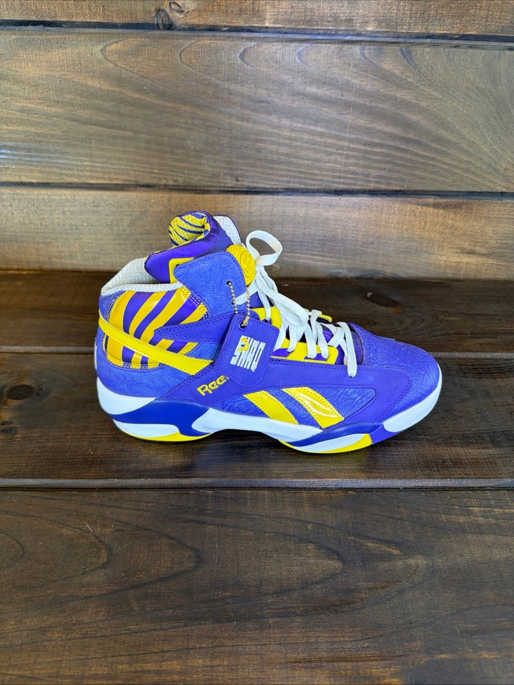 Reebok Shaq Attaq LSU Tigers Purple & Yellow Sneakers Basketball Shoes Men Sz 12